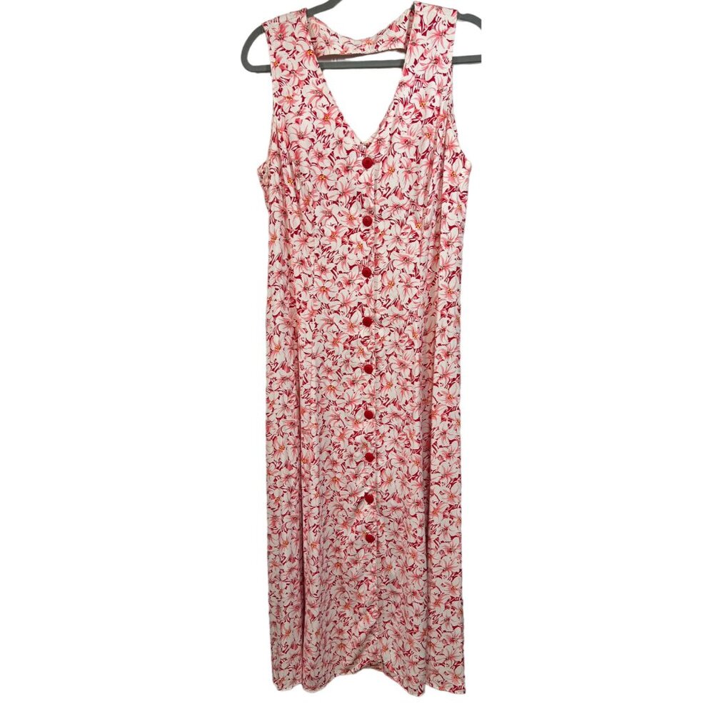 VTG Carol Anderson CA Cottagecore Tea Garden SZ 14 Rayon Floral Button Front 80s